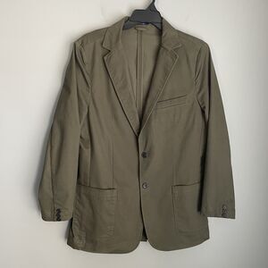 Lands End Travel Blazer Jacket Dark Olive Green Size 40 Tall 40T Chino Career